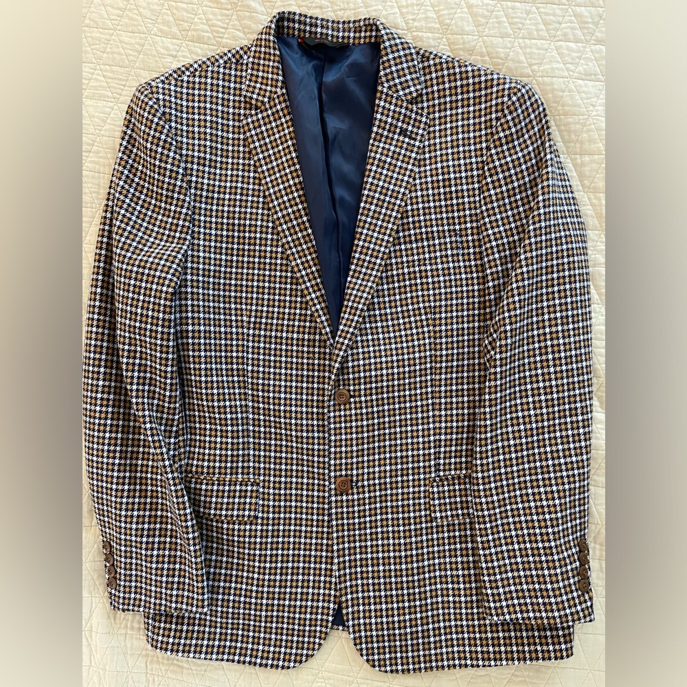 LINEA‎ UOMO Multicolor Bold Check Tweed Notch Lapel Sports Jacket Size 44 R
